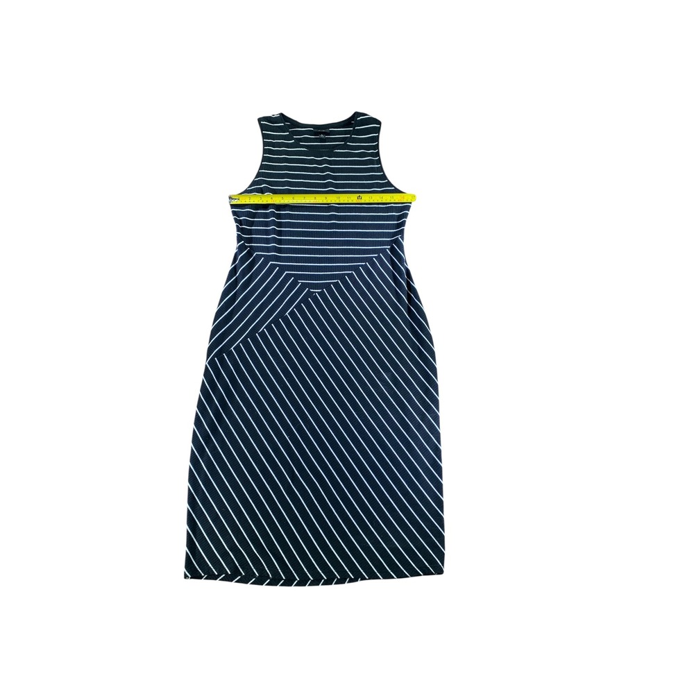 Mossimo Womens Black White Striped Ribbed Sleeveless Midi Dress Size L - Picture 3 of 5